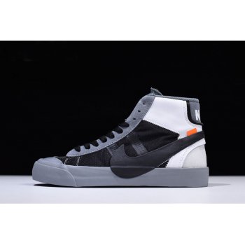 Virgil Abloh's Off-White x Nike Blazer Studio Mid Wolf Grey Pure Platinum-Black-Cool Grey AA3832-001 Shoes